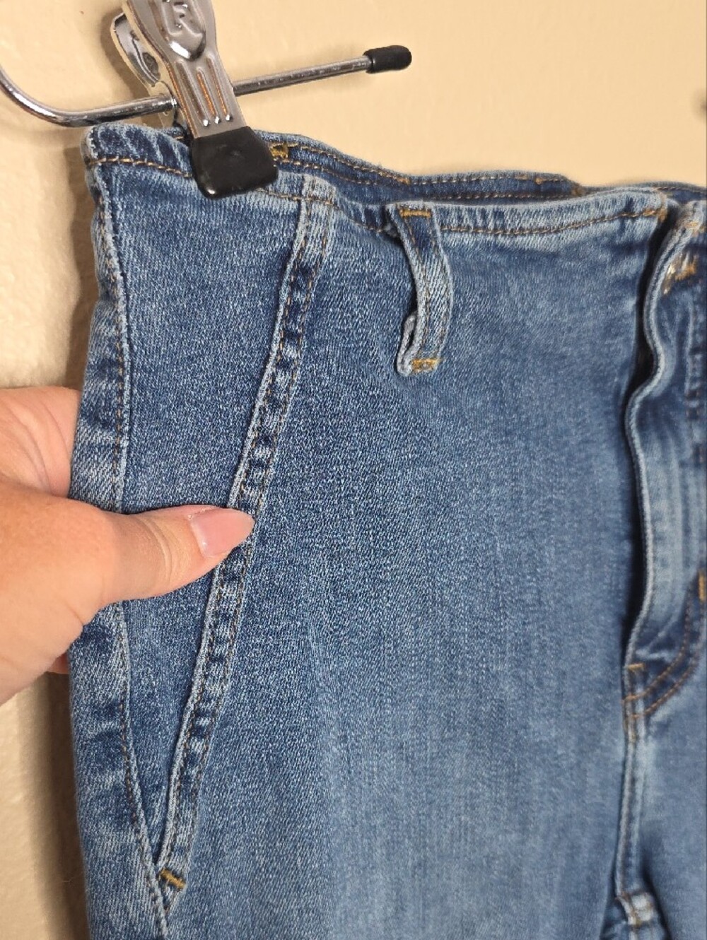 Free People We The Free Blue Slim Flare Jeans Sz 27 -See Measuments Boho Cropped - Picture 6 of 16